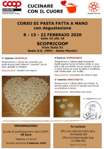 Cucinare col cuore 2020 - Corso di pasta fatta a mano