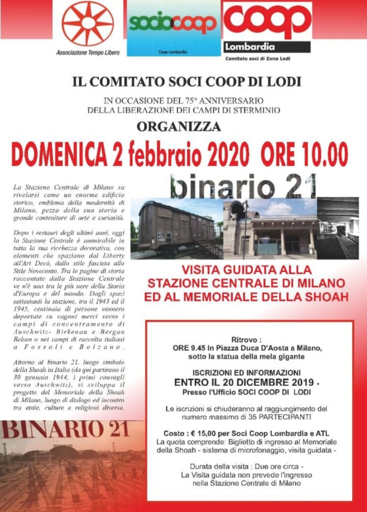 Giornata della memoria 2020: visita guidata al Binario 21