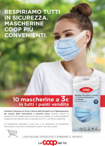 Coop abbassa il prezzo delle mascherine chirurgiche a marchio