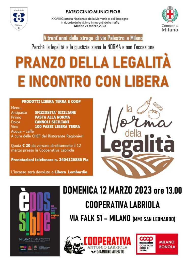 Pranzo legalità e incontro con Liera - Cooperativa Labriola 2023